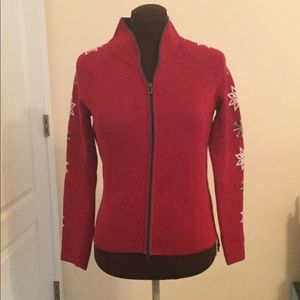 Eddie Bauer dark red zip up sweater